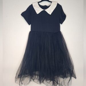 Wednesday Addams Dress Girls Size 5 Black & White Tulle Dress Halloween Dress-Up